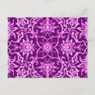 Art Nouveau Chinese Pattern - Amethyst Purple Postcard