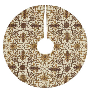 Art Nouveau Chinese Pattern - Brown and Beige Brushed Polyester Tree Skirt