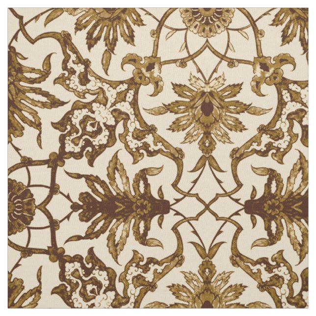 Art Nouveau Chinese Pattern - Brown and Beige Fabric (Swatch)