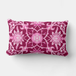 Art Nouveau Chinese Pattern - Burgundy Wine Lumbar Cushion