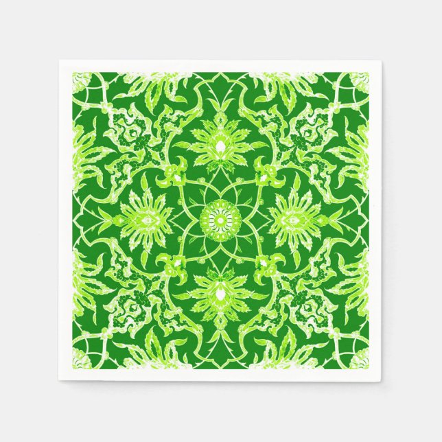 Art Nouveau Chinese Pattern - Emerald Green Napkin (Front)