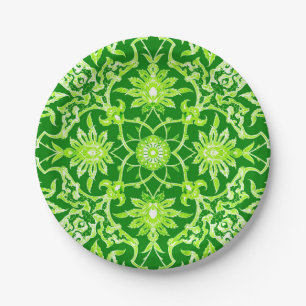 Art Nouveau Chinese Pattern - Emerald Green Paper Plate