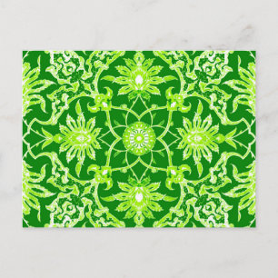 Art Nouveau Chinese Pattern - Emerald Green Postcard