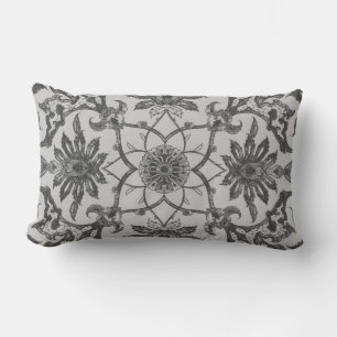 Art Nouveau Chinese Pattern - Silver Grey Lumbar Cushion