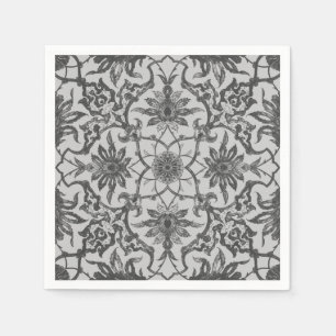 Art Nouveau Chinese Pattern - Silver Grey Napkin