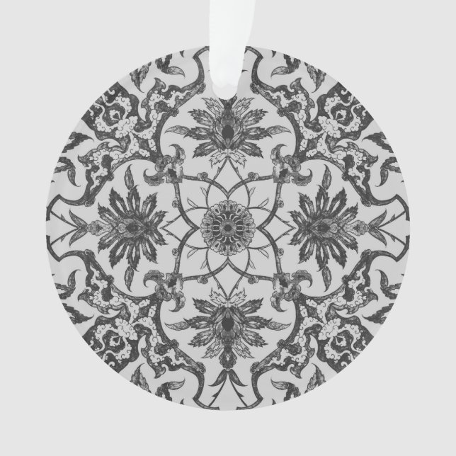 Art Nouveau Chinese Pattern - Silver Grey Ornament (Front)