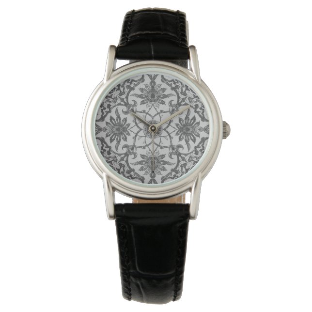 Art Nouveau Chinese Pattern - Silver Grey Watch (Front)