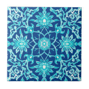 Art Nouveau Chinese Pattern - Turquoise and Blue Tile