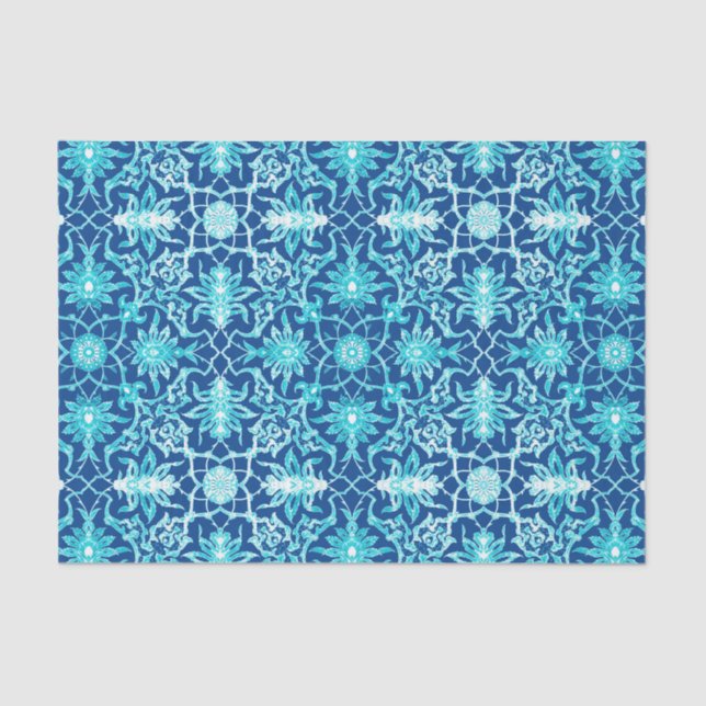 Art Nouveau Chinese Pattern - Turquoise and Blue Tissue Paper (Front)