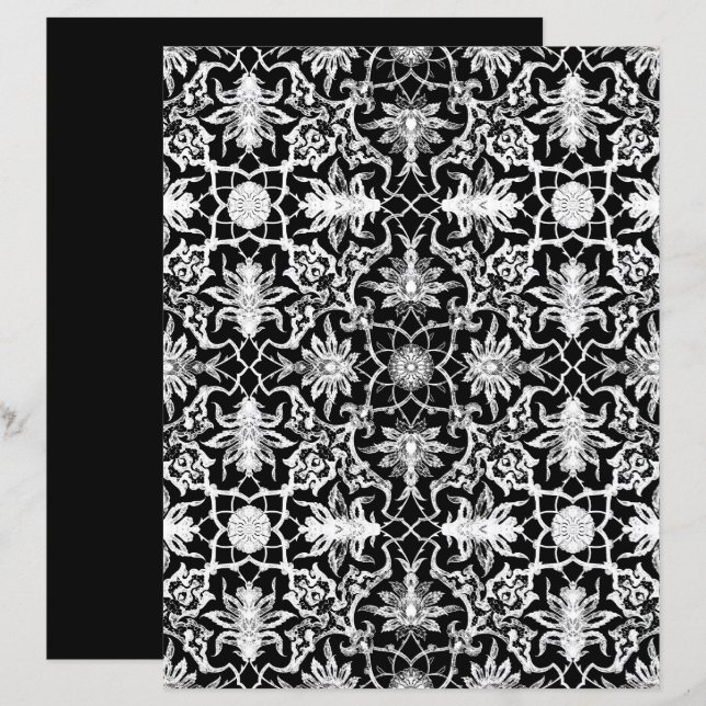 Art Nouveau Chinese Pattern White and  Black (Front/Back)