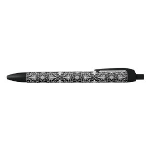 Art Nouveau Chinese Pattern - White on Black Ink Pen