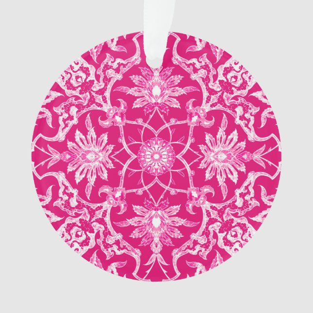 Art Nouveau Chinese Tile - Fuchsia Pink Ornament (Front)