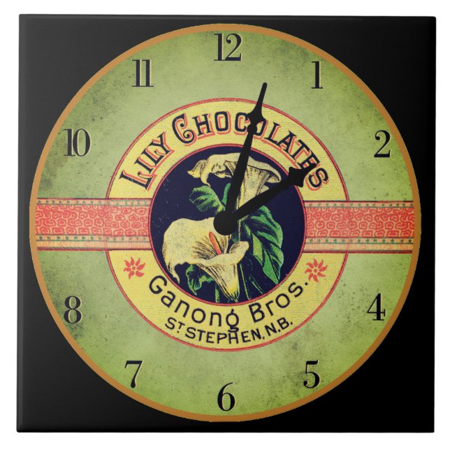 Art nouveau chocolate clock company ceramic tile (Front)