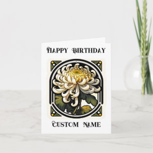 Art Nouveau Chrysanthemum November Birth flower Card