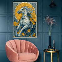 Art Nouveau Circus Poster in Blue and Yellow