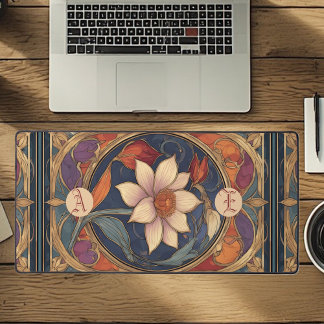 Art Nouveau Classic Floral Vintage Botanical Color Desk Mat