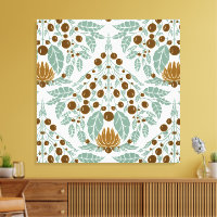 Art Nouveau Cocoa & Mint–Vintage Floral Scallop 