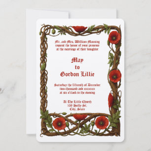 Art Nouveau Color Floral Foliage Vine Border Invitation