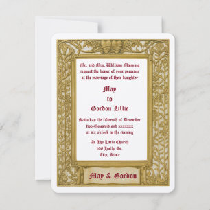 Art Nouveau Color Floral Vine Border & Hearts Invitation
