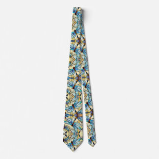 Art Nouveau Colorful Dragonfly Faux Stained Glass  Tie