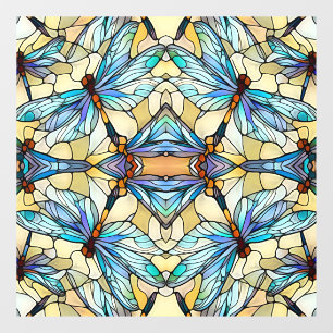 Art Nouveau Colourful Dragonfly Faux Stained Glass