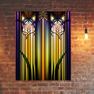 Art Nouveau Colourful Stained Glass Artwork Poster
