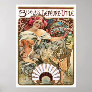 Art Nouveau Cookie Advertisement by Alphonse Mucha Poster