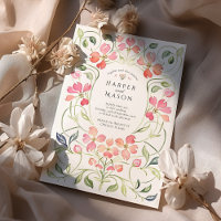 Art Nouveau Coral Dogwood Floral Wedding