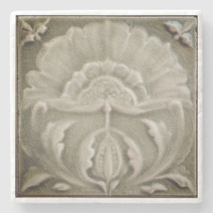 Art nouveau crackle finish flower stone coaster