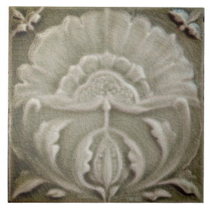 Art nouveau crackle finish flower tile