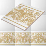 Art Nouveau Crane & Owls Frieze Pattern Tile<br><div class="desc">This art nouveau frieze pattern image of a crane,  owls and dragonflies was derived from an antique Victorian era. 1894 art magazine. You can customise the colours.</div>