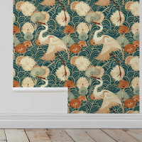 Art Nouveau Cranes Green