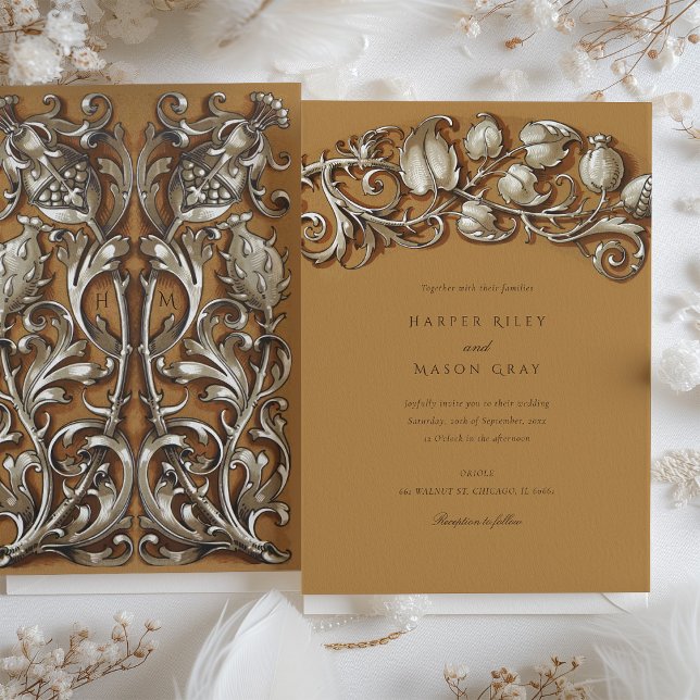 Art Nouveau Cream Elegance Wedding Invitation (Creator Uploaded)