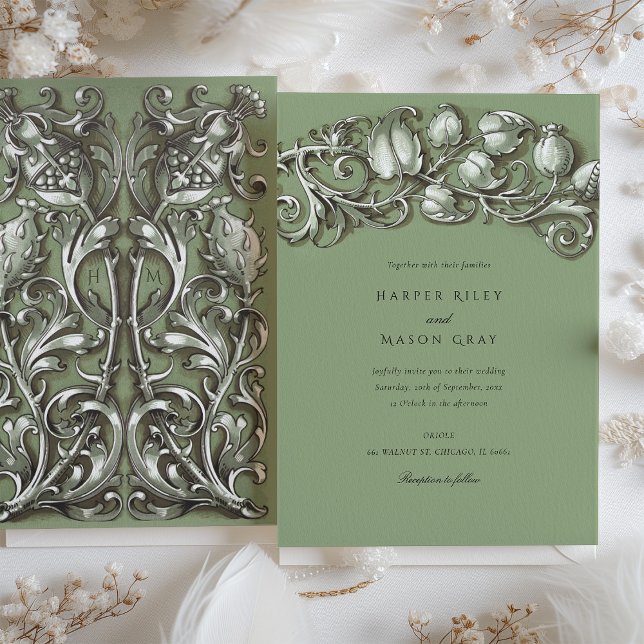Art Nouveau Cream Elegance Wedding Invitation (Creator Uploaded)