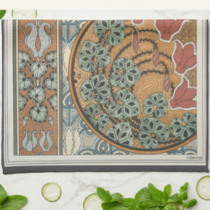 Art nouveau Cyclamen floral Eugene Grasset elegant Tea Towel