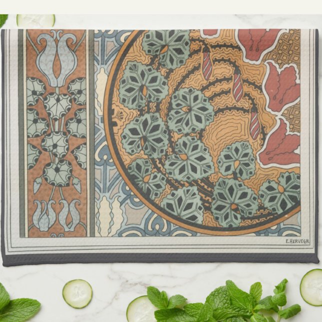 Art nouveau Cyclamen floral Eugene Grasset elegant Tea Towel (Creator Uploaded)