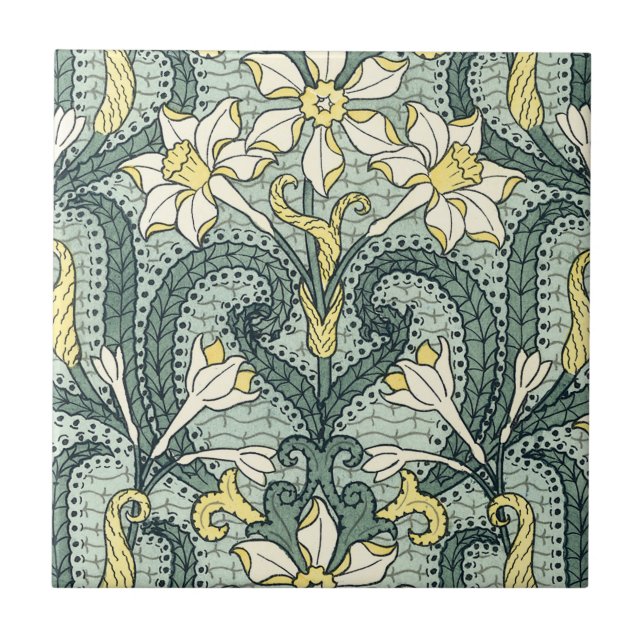 Art Nouveau Daffodils II Tile (Front)