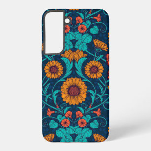 Art Nouveau daisies in blue and yellow Samsung Galaxy Case