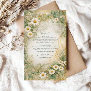 Art Nouveau Daisies Ivory Green Wedding Enclosure Card
