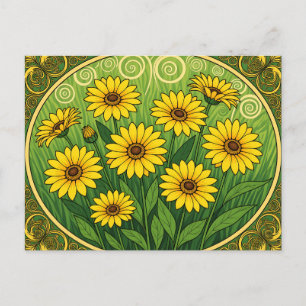 Art Nouveau Daisies Postcard