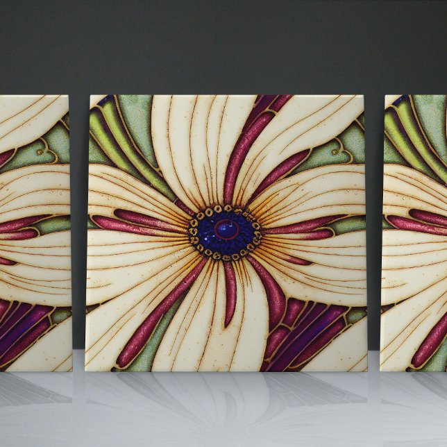 Art Nouveau Daisies Seamless purple green florals Tile (Creator Uploaded)
