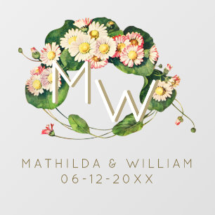 Art Nouveau Daisies Wreath Monogram to Personalise