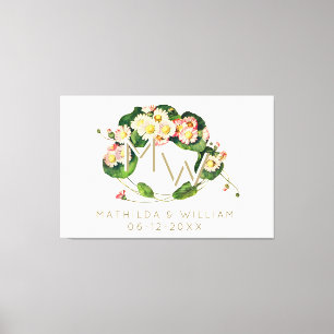 Art Nouveau Daisies Wreath Monogram to Personalise Canvas Print