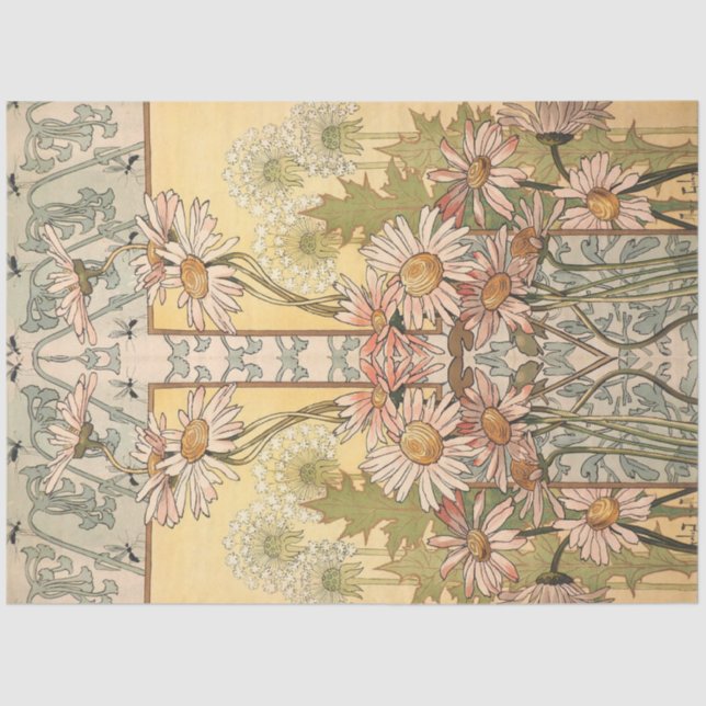 Art Nouveau Daisy Border  Tissue Paper (Front)