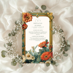 Art Nouveau Daisy Gerbera Floral Frame Wedding Enclosure Card