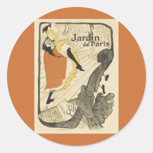 Art Nouveau Dancer Jane Avril by Toulouse Lautrec Classic Round Sticker