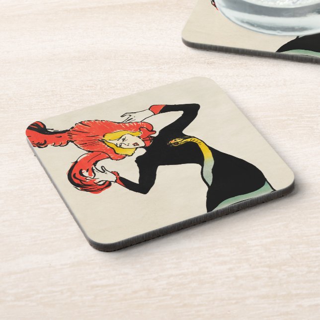 Art Nouveau Dancer Jane Avril by Toulouse Lautrec Coaster (Left Side)