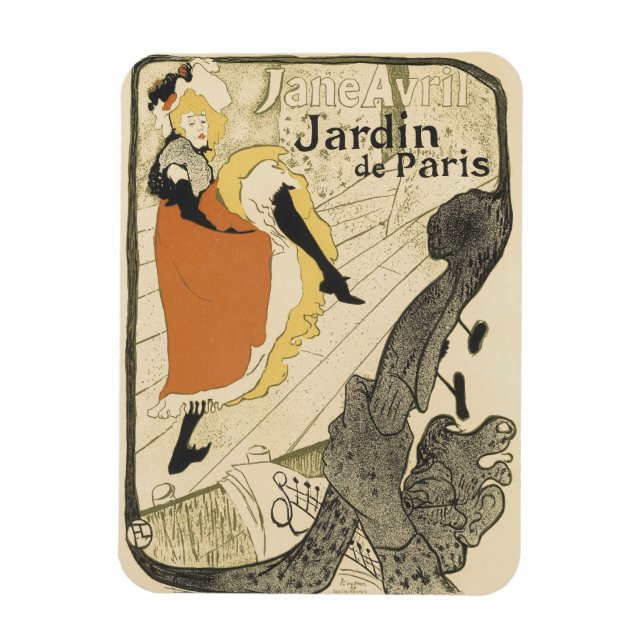 Art Nouveau Dancer Jane Avril by Toulouse Lautrec Magnet (Vertical)