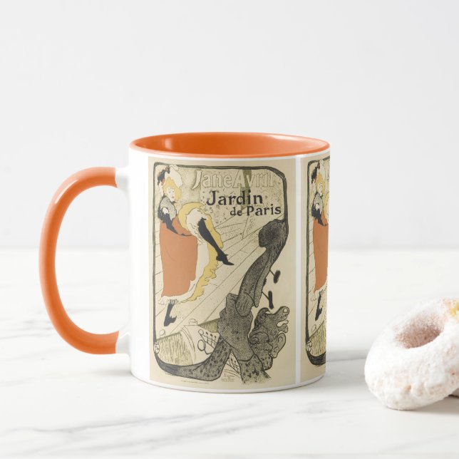 Art Nouveau Dancer Jane Avril by Toulouse Lautrec Mug (With Donut)