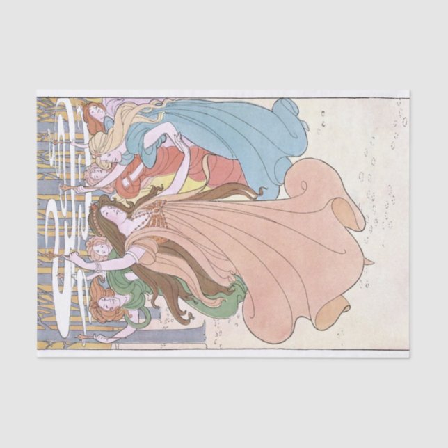 Art Nouveau Dancing Women Fairy Decoupage  Tissue Paper (Front)